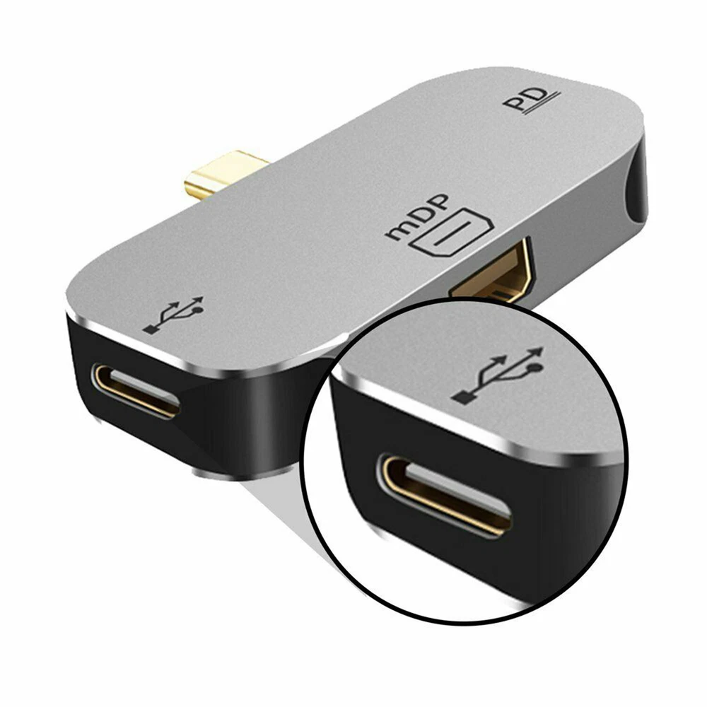 USB Hub Type C 3.1 to Mini DP C Port Adapter 3-in-1 Multi USB PD Docking Station