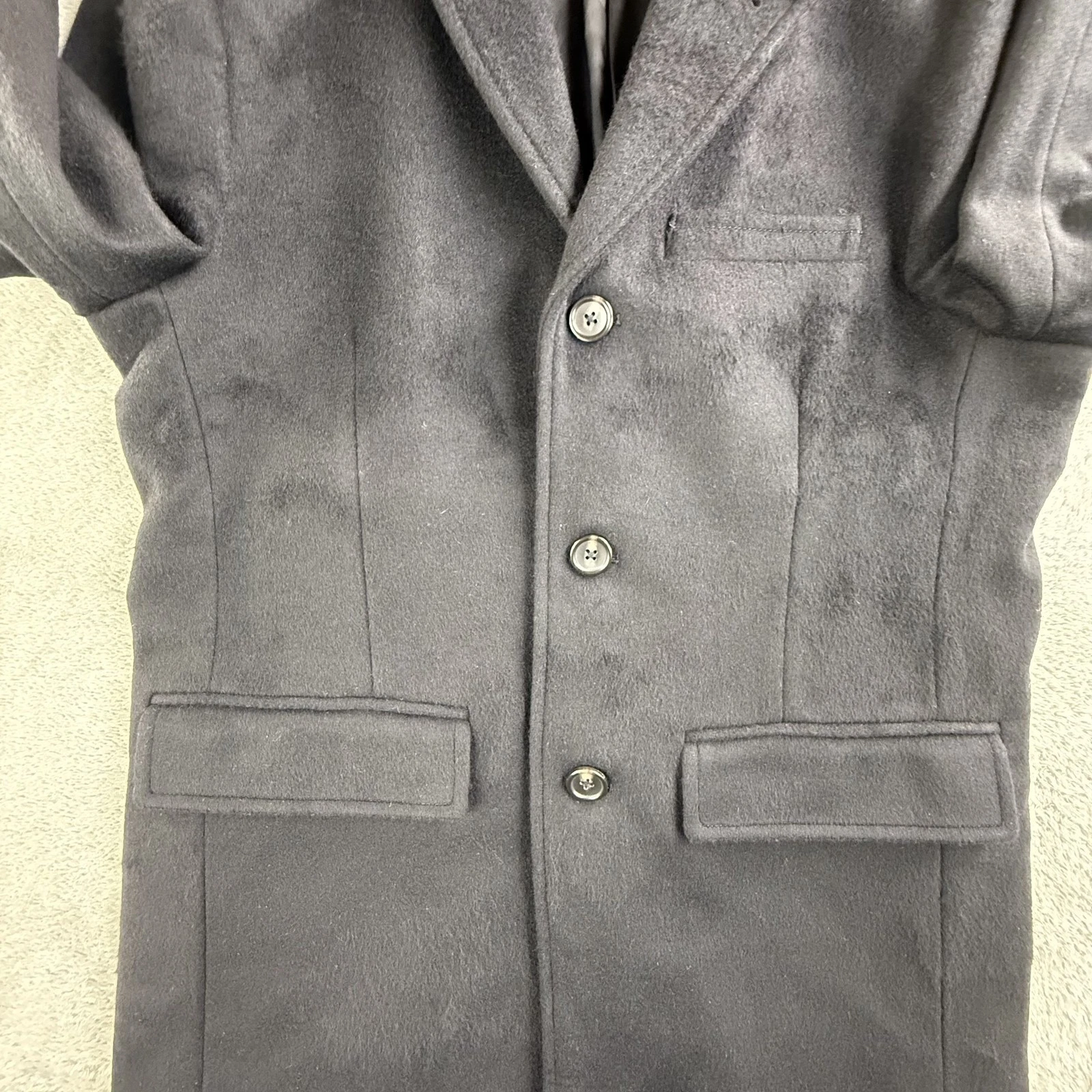 Peter Manning Coat Mens 2XL Black Wool Cashmere Overcoat Lined Classic image 6