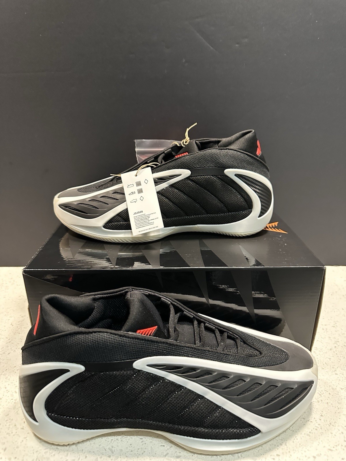Size 9 Adidas AE 2 Anthony Edwards Black White Red JS3508 Men's Basketball