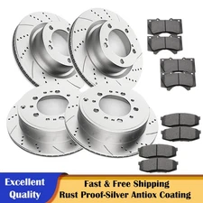 Fit 2016-2021 Toyota Sequoia Tundra LX570 Front Rear Drilled Rotors Brake Pads