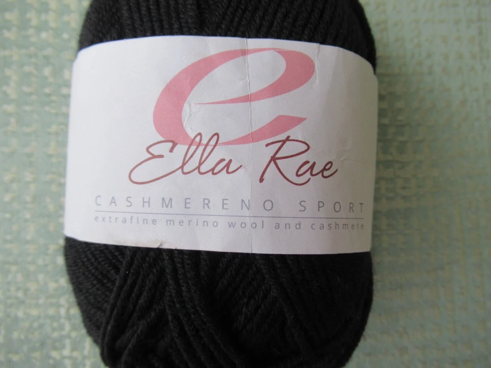 1 madeja Ella Rae Cashmereno Sport lana merino e hilo de cachemir 50 g nueva con etiquetas negro 01 Foto 3 de 4