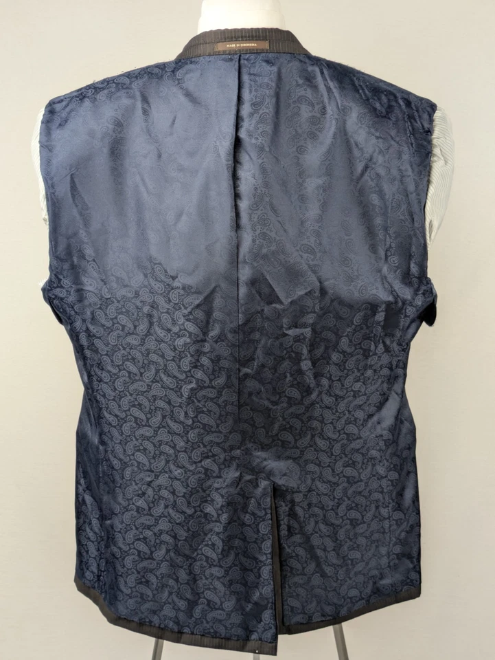 Костюм шерстяной Tasso Elba мужской 46R куртка 40x27 брюки коричневый в тонкую полоску с одним отверстием - Изображение 4 из 4