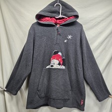 Mickey Unlimited Women  s Fleece Quarter Zip Dark Gray Hoodie Sweater Size 14-16W