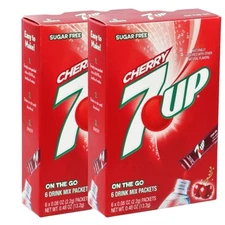 Cherry 7- Up Drink Mix Singles To Go ON the Go 2 Boxes 12 sticks total