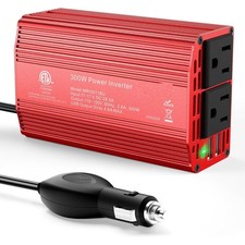 300W Power Inverter 12V DC to 110V AC Car Adapter 2 USB 2 Outlets