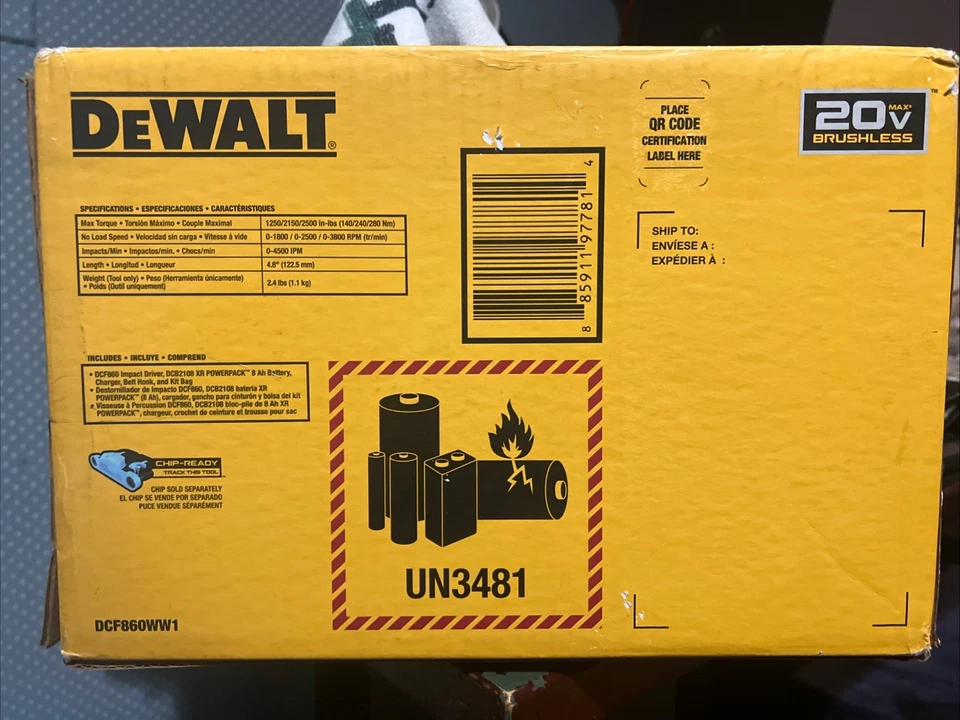 DCF860WW1 DeWalt 20V MAX XR Brushless Cordless 3 Speed High Torque 1/4 inch Imp - Image 2 of 4
