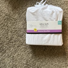 Mainstays Ultra Soft Twin Microfiber Sheet Set White Solid Color