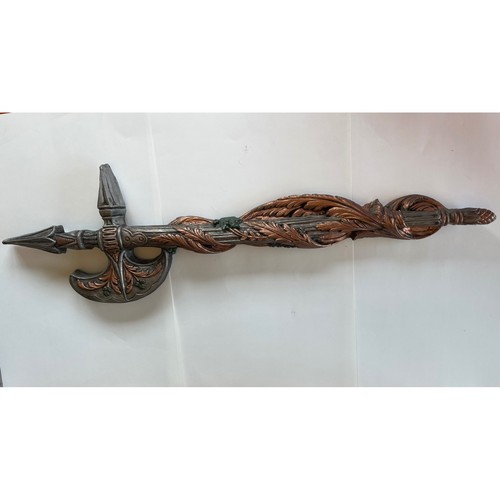 Chalk ware Plaster Decorator Sword Axe Wall Hanging 1970s