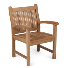 Ash & Ember Grade A Teak Square Back Arm Chair, Patio Lounge Chair