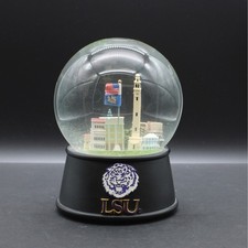 Vintage LSU Tigers Glass Snow Globe Music Box Black Base Campus Landmarks