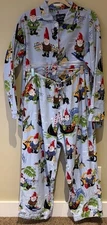 Nick & Nora Pajamas Set World Travel Gnomes 100% Cotton Sleepwear, Women's L
