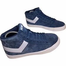 Zapatillas altas clásicas de gamuza azul alto PONY para mujer 8,5 blancas con logotipo ropa de calle