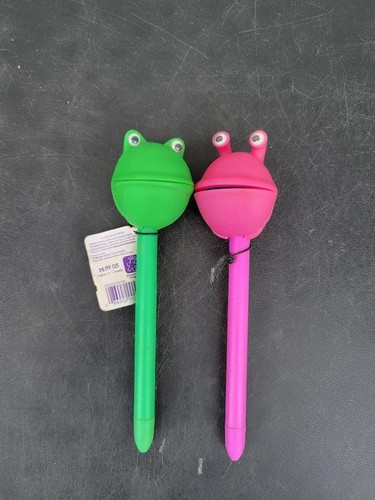 Puppet on a Pen Ballpoint Pens Lot Of 2 Green Pink Black Ink Novelty