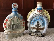 Lot of 2 Jim Beam EMPTY Whiskey Decanters 96th Kentucky Derby/100th Preakness