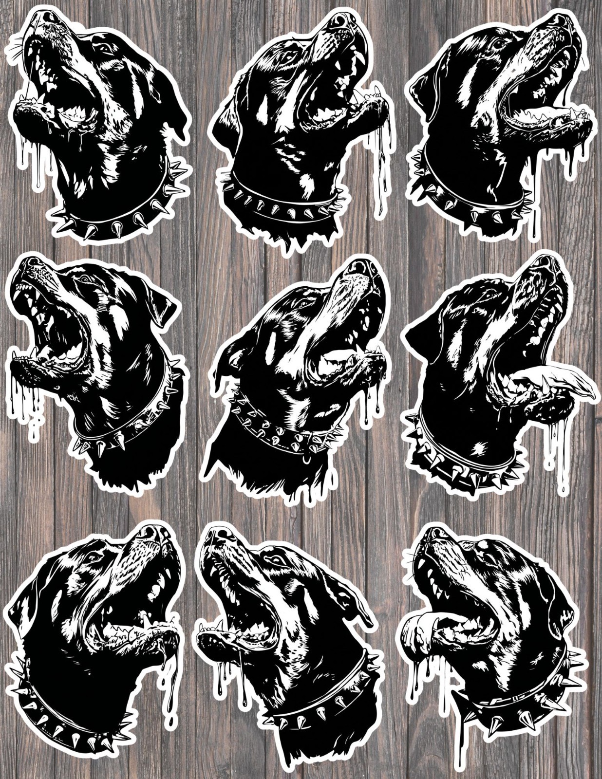 Black and White Rottweiler Vinyl Stickers Set Scrapbooking L