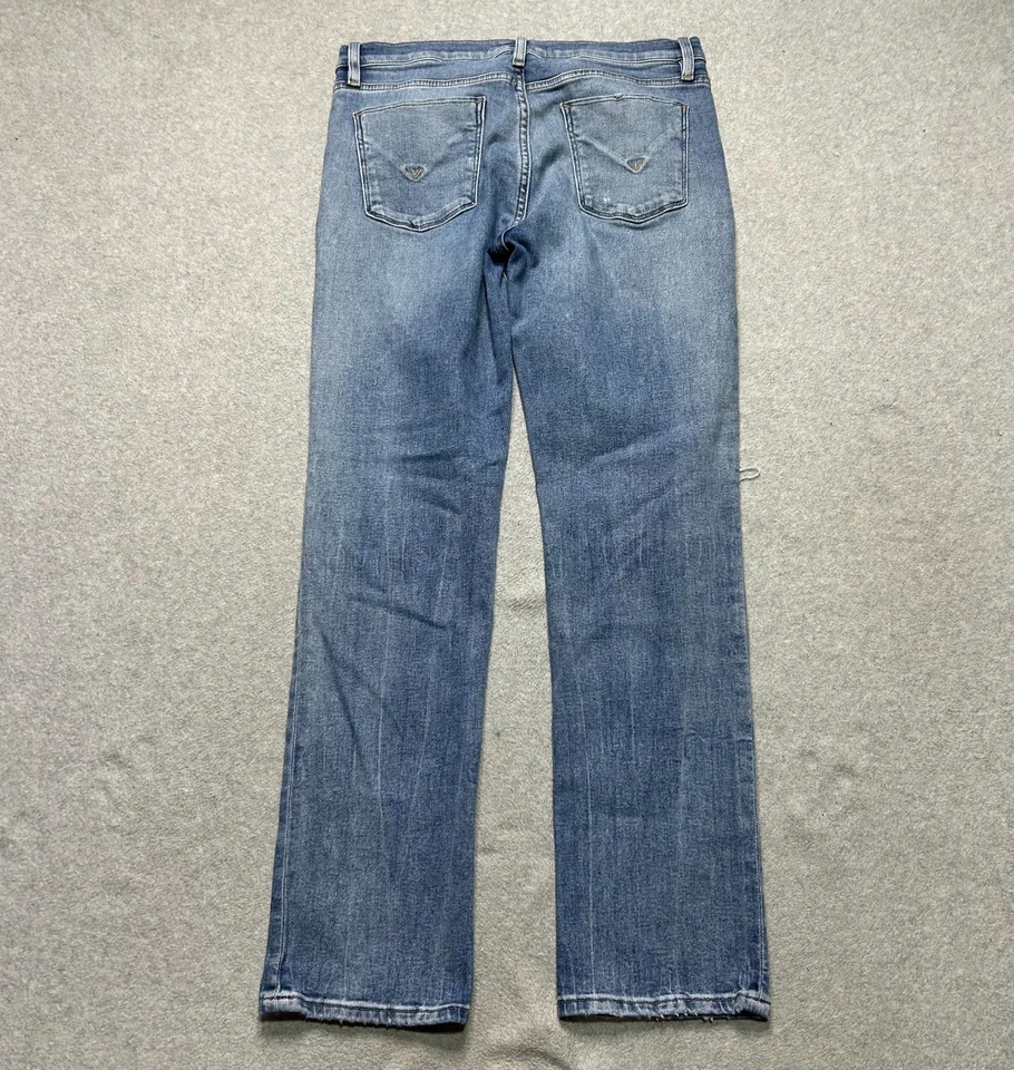 Jeans Hudson para mujer 30 Nico pierna recta elásticos desgastados lavado claro denim Foto 2 de 4