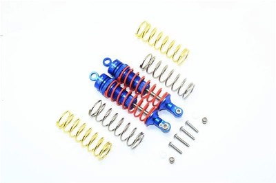 GPM Alu Dämpfer vorne 87mm blau Traxxas Rustler, Slash, Hoss 4x4 incl. 3x Federn