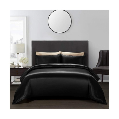 #ad AiMay 3 Piece Satin Duvet Cover Set Bedding Sets Queen Black 1800 S... Fast Ship $45.99