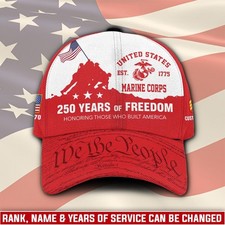 250th Anniversary Classic Cap, US Marine Corp Baseball Hat - Print Hat, One Size