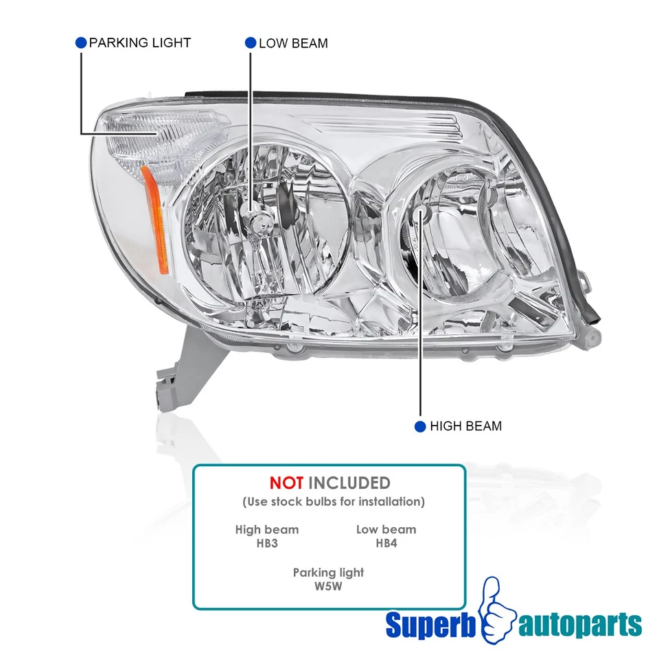 For 2003 2004 2005 Toyota 4Runner Headlights OE Style Replacement Left+Right Foto 4 de 4