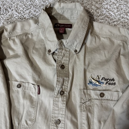 Dri-Duck Shirt Sawtooth 100% Cotton Long Sleeve Shirt Khaki Men's Size Says L XL - Picture 1 of 8