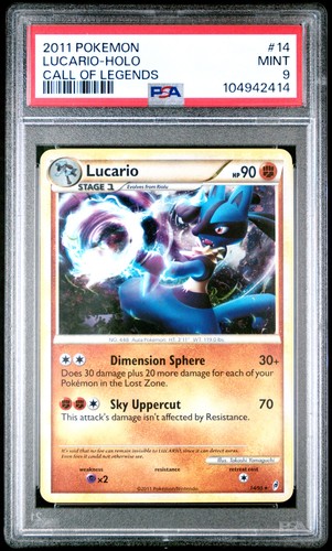 2011 POKEMON CALL OF LEGENDS #14 LUCARIO-HOLO PSA 9