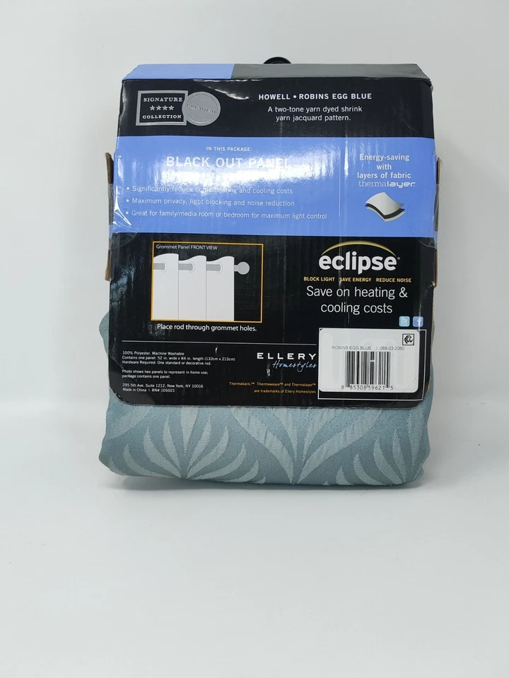 ECLIPSE Signature Grommet Blackout Panel Curtain 42” W X 84”L Robins Egg  Blue - Image 2 of 2