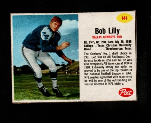 10208* 1962 Post # 141 Bob Lilly RC Ex-Mt