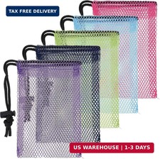 5 Pcs Colorful Drawstring Mesh Bags - 6 x 4 Inch Small Nylon Storage Mesh Bags w