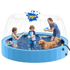 Raxurt Dog Pool with Sprinkler 79 Foldable for Large Dogs