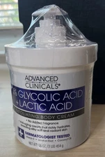 Advanced Clinicals 10% Glycolic Acid + Lactic Acid Body Skin Care FAST SHIP