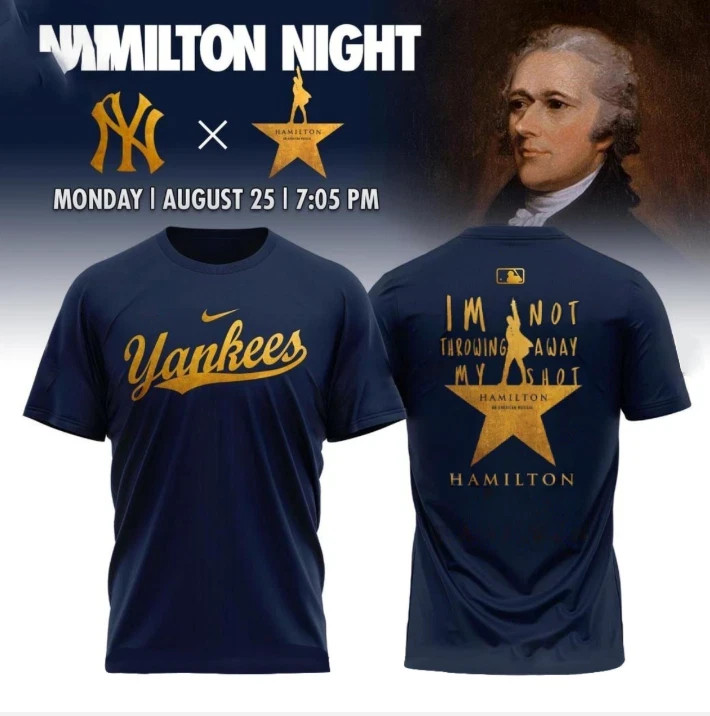 GLAMPTRIP Yankees 2025 Hamilton August 25 2025 Cotton Shirt I'm