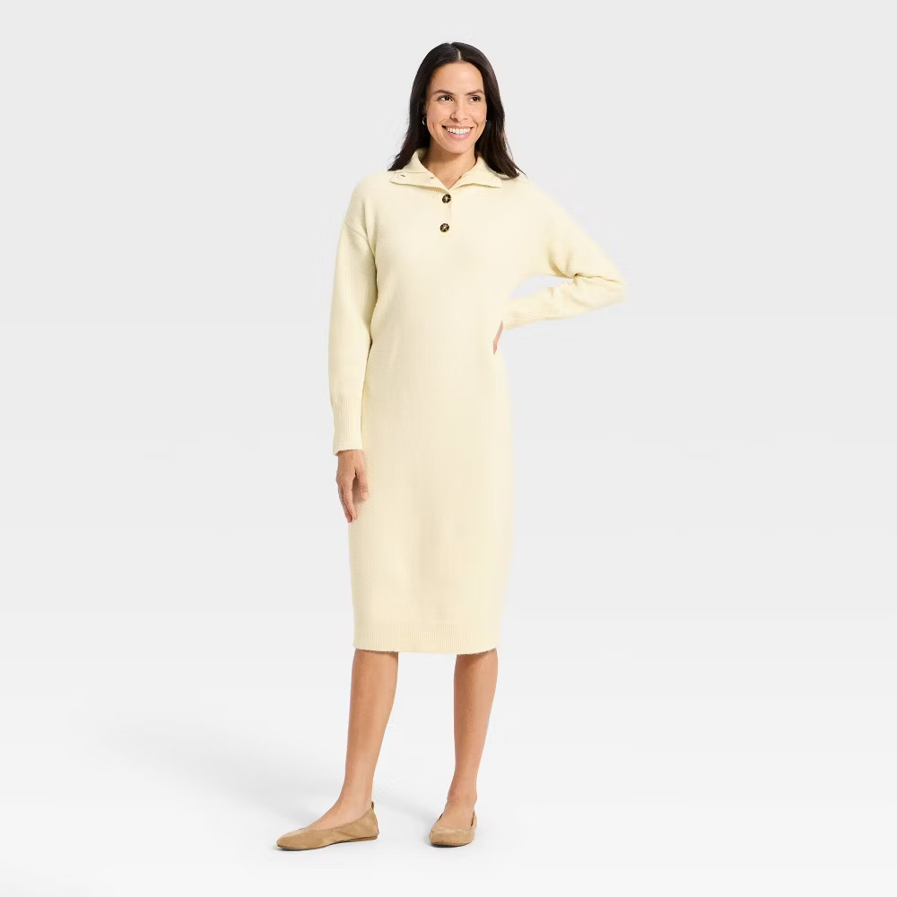 Women'sLongSleeveMidiSweaterDress-UniversalThreadCreamXL