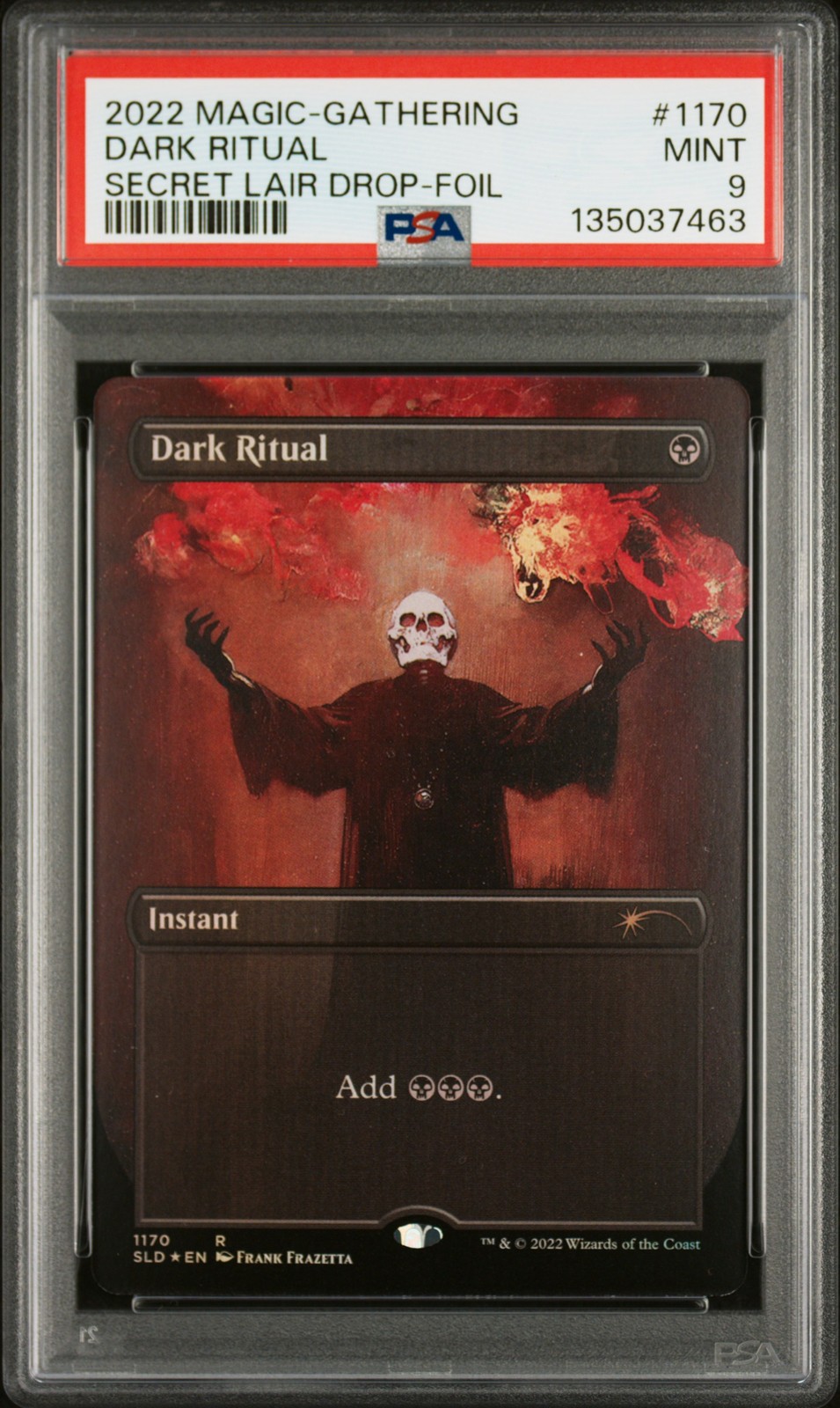 2022 MTG SECRET LAIR DROP THE ART OF FRANK FRAZETTA-FOIL #1170 DARK RITUAL PSA 9