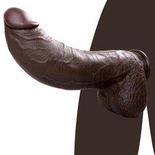 11.6in Huge Thick Big Black Dildo 2.67'' Diameter Realistic BBC Curved Dildo ...