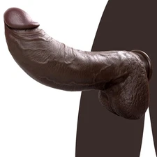 11.6in Huge Thick Big Black Dildo 2.67'' Diameter Realistic BBC Curved Dildo ...