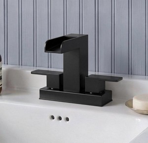Grand joy Matte Black, 4 in. Centerset 8 in. Widespread bathroom faucet.