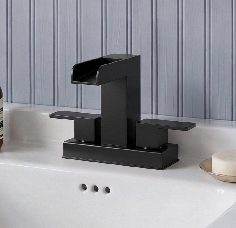 Grand joy Matte Black, 4 in. Centerset 8 in. Widespread bathroom faucet.