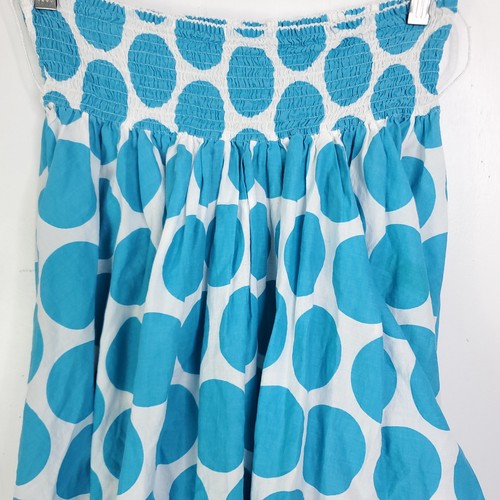 Mini Boden Skirt Girls 13 14 Y Smocked Waist Polka Dot Light Blue White - Picture 2 of 9