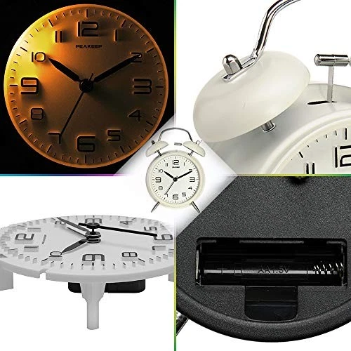Peakeep 4 Inches Twin Bell Loud Alarm Clock for Heavy Sleepers, Backlight, - Image 2 of 4
