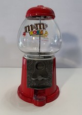 VINTAGE M&M'S WORLD dispenser caramelle Gumball rosso 15" stile antico globo vetro