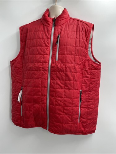 CUTTER & BUCK MEN'S RAINIER PRIMALOFT ECO FULL ZIP Red Sleeveless VEST Size XL - Picture 4 of 13