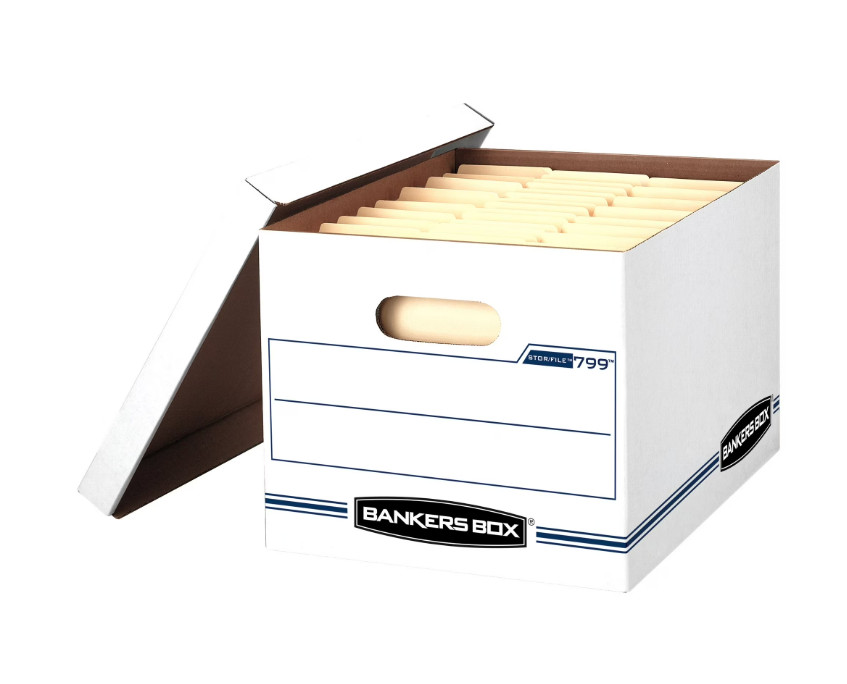 Bankers Box Basic Duty Letter/Legal File Storage Box with Lids, 10 Pack, White