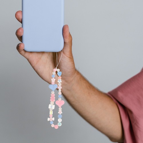 5pcs Keychain Cute Delicate Decorative Phone Beaded Charm Anti-lost Phone Chain - 第 5/12 張圖片