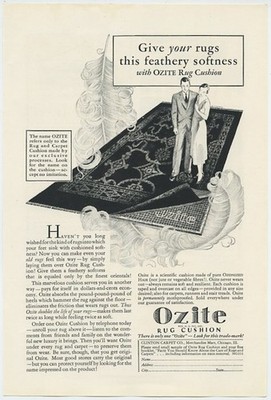 Ozite Rug Cushion Give Your Rugs This Feathery Softness 1931 Vintage Ad 