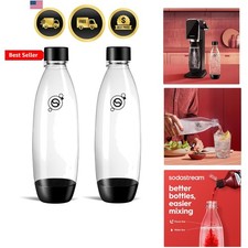 1L Twin Pack Dishwasher Safe Slim Bottle Black