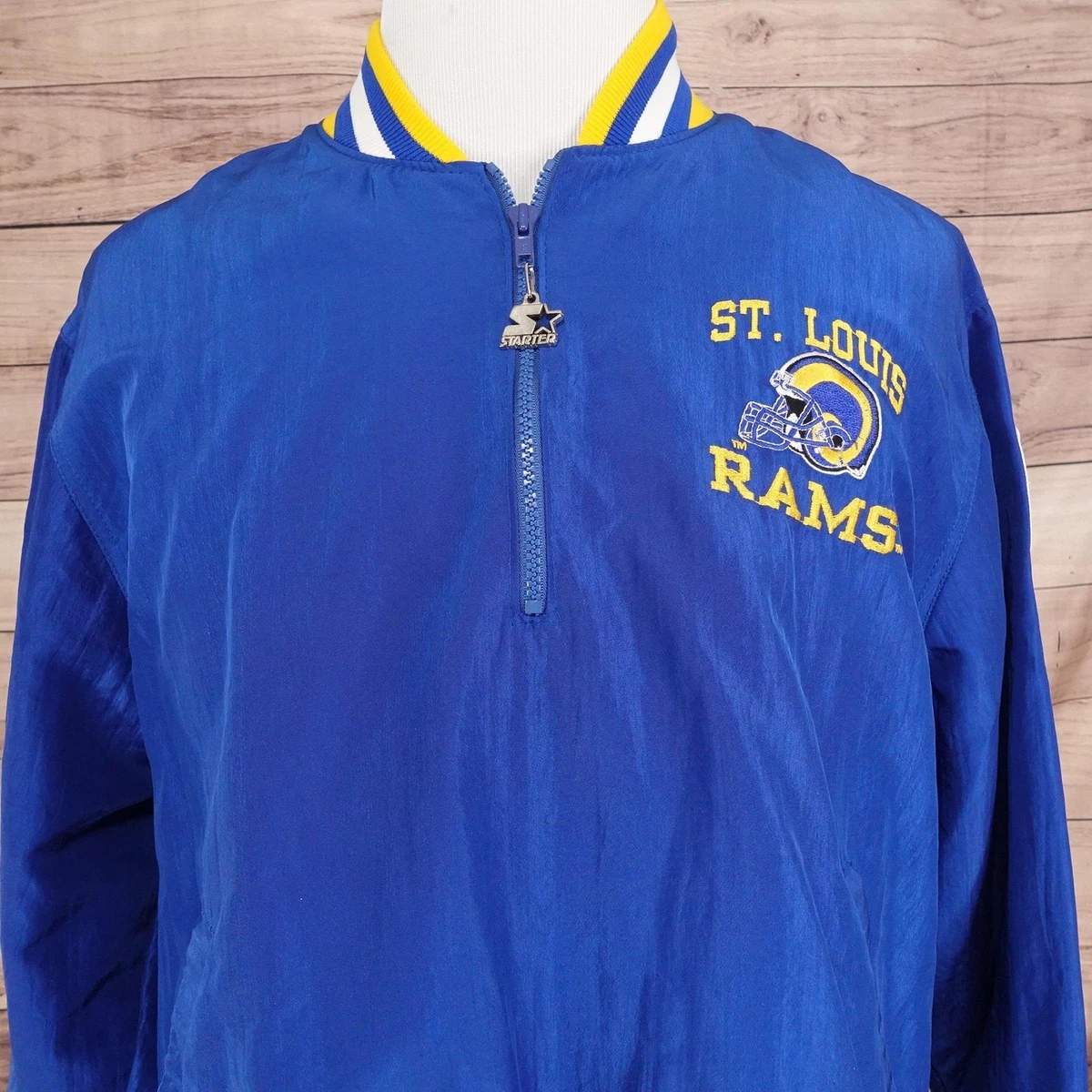 【古着】NFL ST. LOUIS RAMS ナイロンジャケット ロゴ刺繍 美品 Vintage 90's St. Louis Rams Football Blue Bomber Jacket Xlarge St