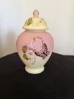 Uranium-Vaseline Burmese Ginger Jar 6.5” Tall Hand Painted Signed 1976-96