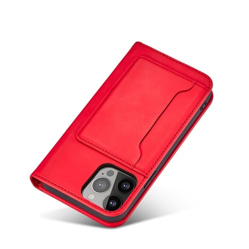 Magnet Card Case etui iPhone 14 Pro Max pokrowiec z klapką portfel podstawka cze - Zdjęcie 8 z 12