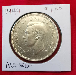 1949 CANADIAN SILVER DOLLAR WELL STRUCK SEMI BRILLIANT EXAMPLE COINS DOLLARS